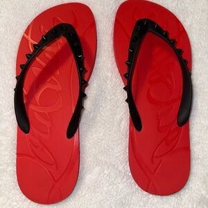 Christian Louboutin Loubi Spike Rubber Flip Flops